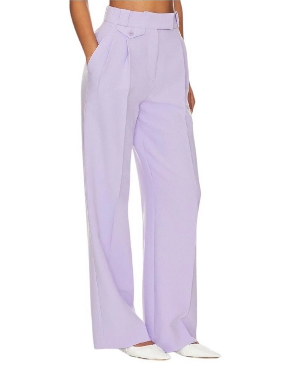 Shona Joy Lavender High-Rise Wide-Leg Trousers